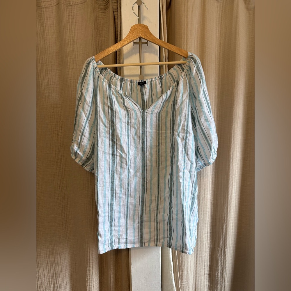 Talbots Blue and White Striped Blouse